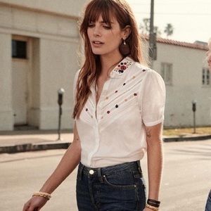 Sezane Estelle Floral embroidery Blouse.